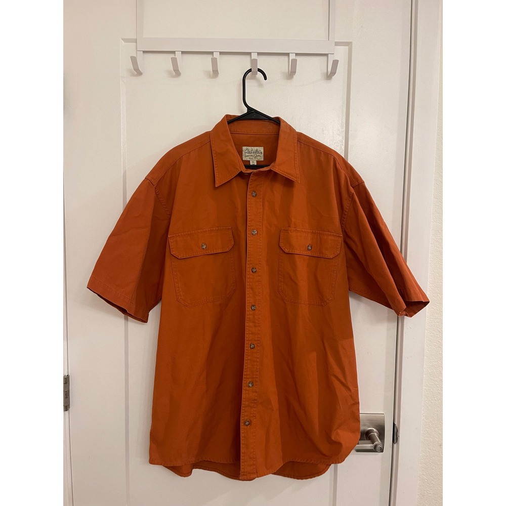 Vintage Cabela's Orange Tall Men's Button‎ Down Cotton 90s Quality Workwear